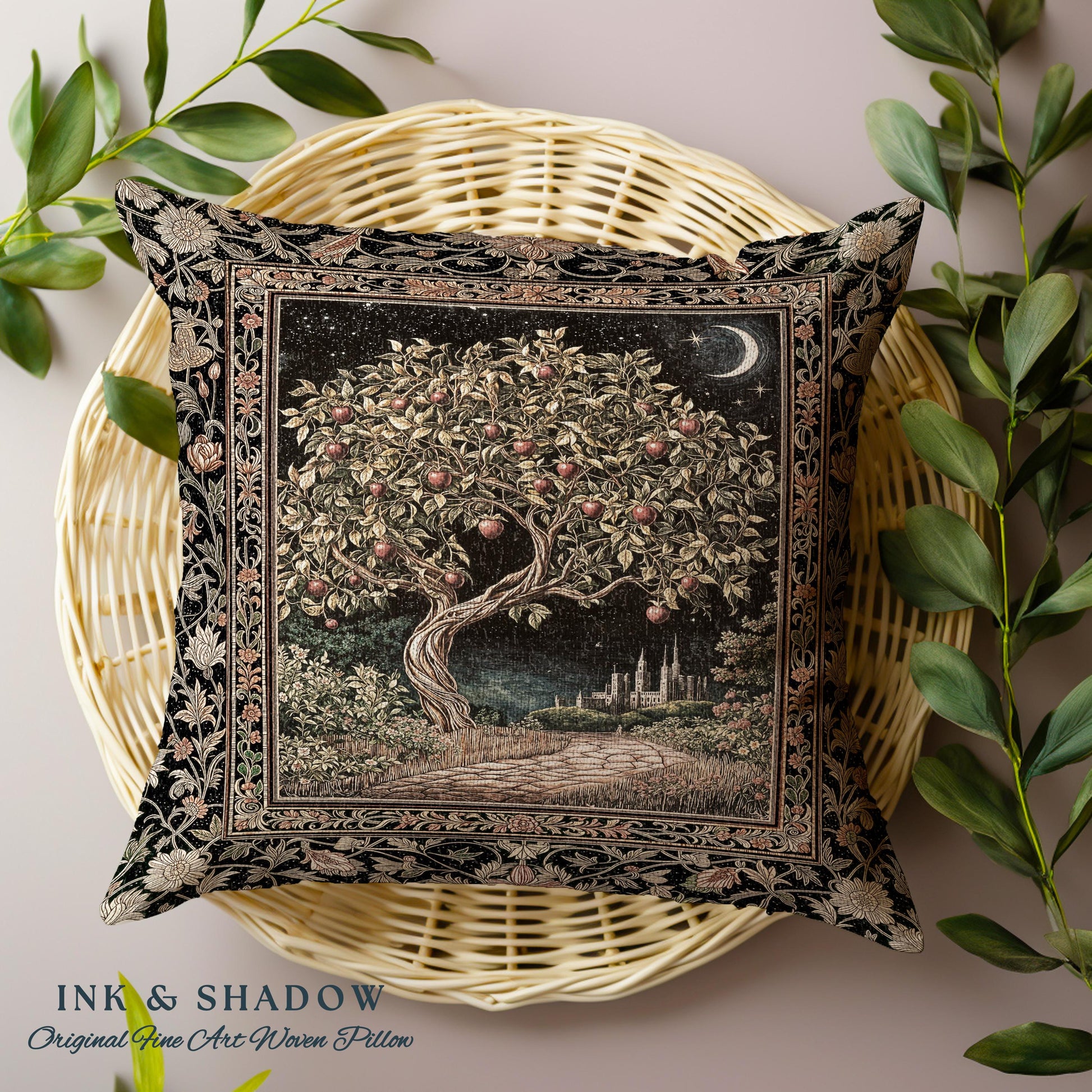 Starlit Storybook Decorative Tree Cushion Tapestry Throw Pillow