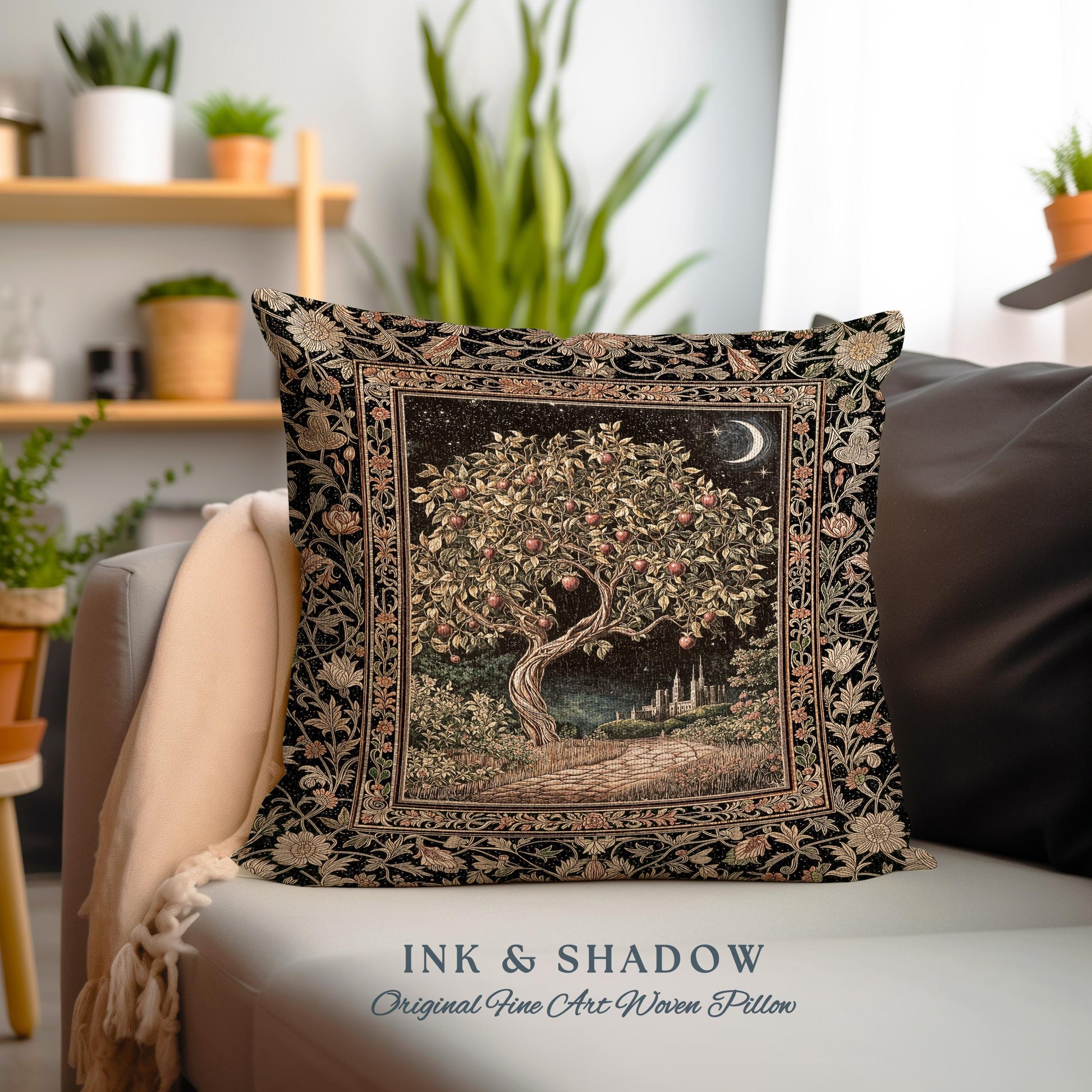 Starlit Storybook Decorative Tree Cushion Tapestry Throw Pillow