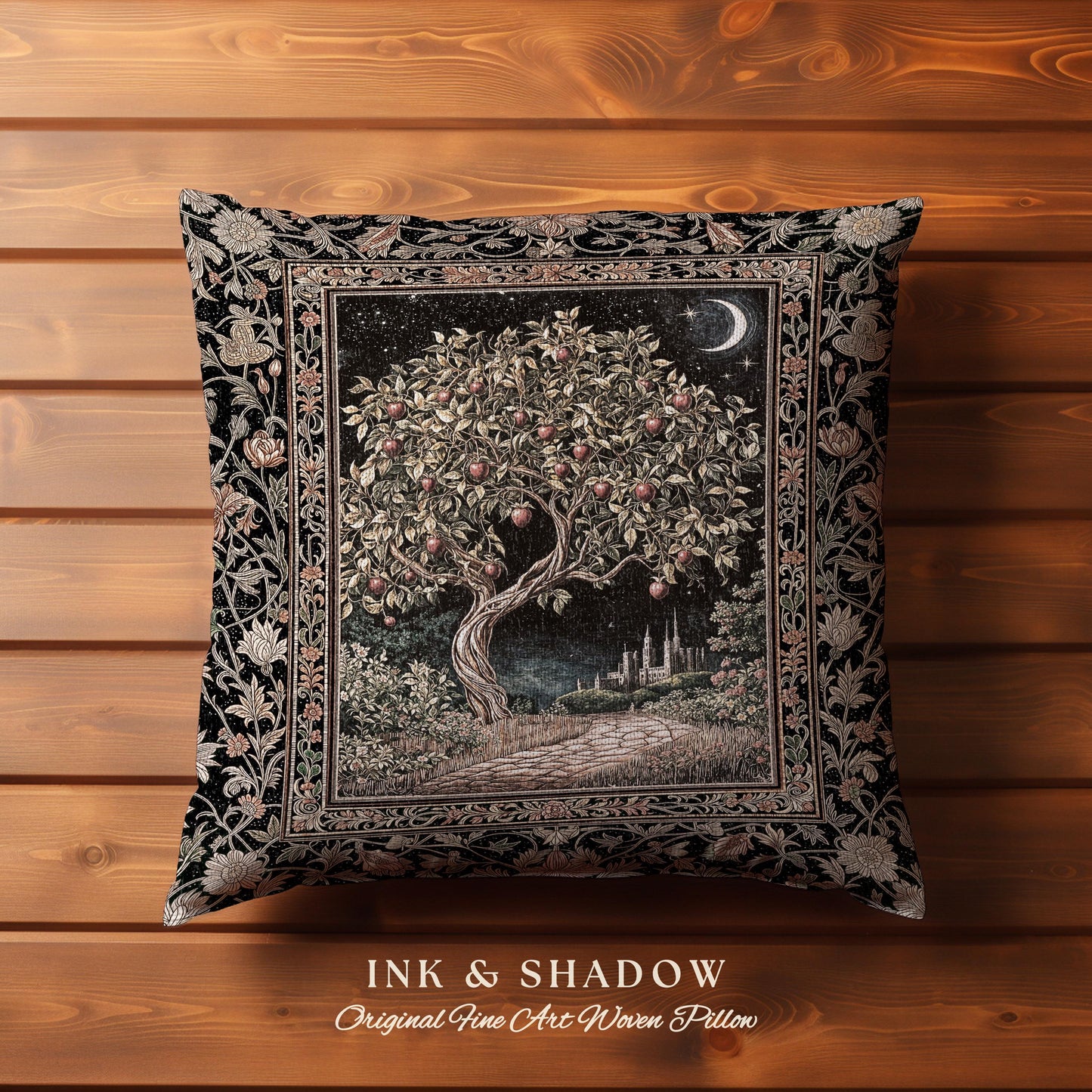 Starlit Storybook Decorative Tree Cushion Tapestry Throw Pillow