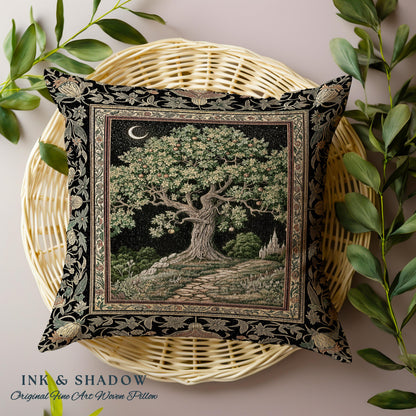 Emerald Aesthetic Folklore Tree Tapestry Pillow Decorative Throw Cushion