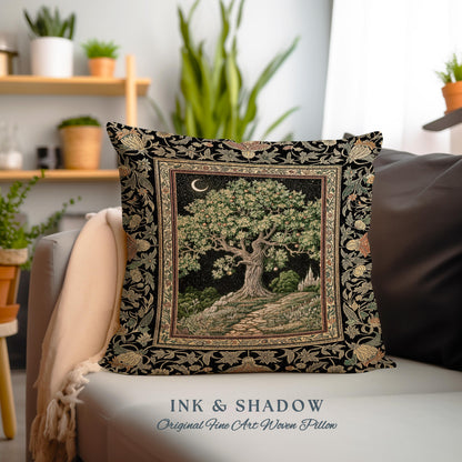 Emerald Aesthetic Folklore Tree Tapestry Pillow Decorative Throw Cushion