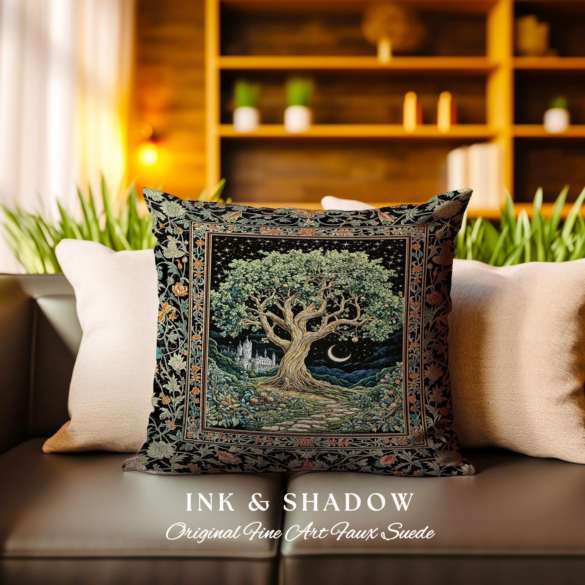 Fairytale Castle Tree of Life Decorative Cushion Tapestry Throw Pillow