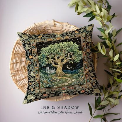 Fairytale Castle Tree of Life Decorative Cushion Tapestry Throw Pillow