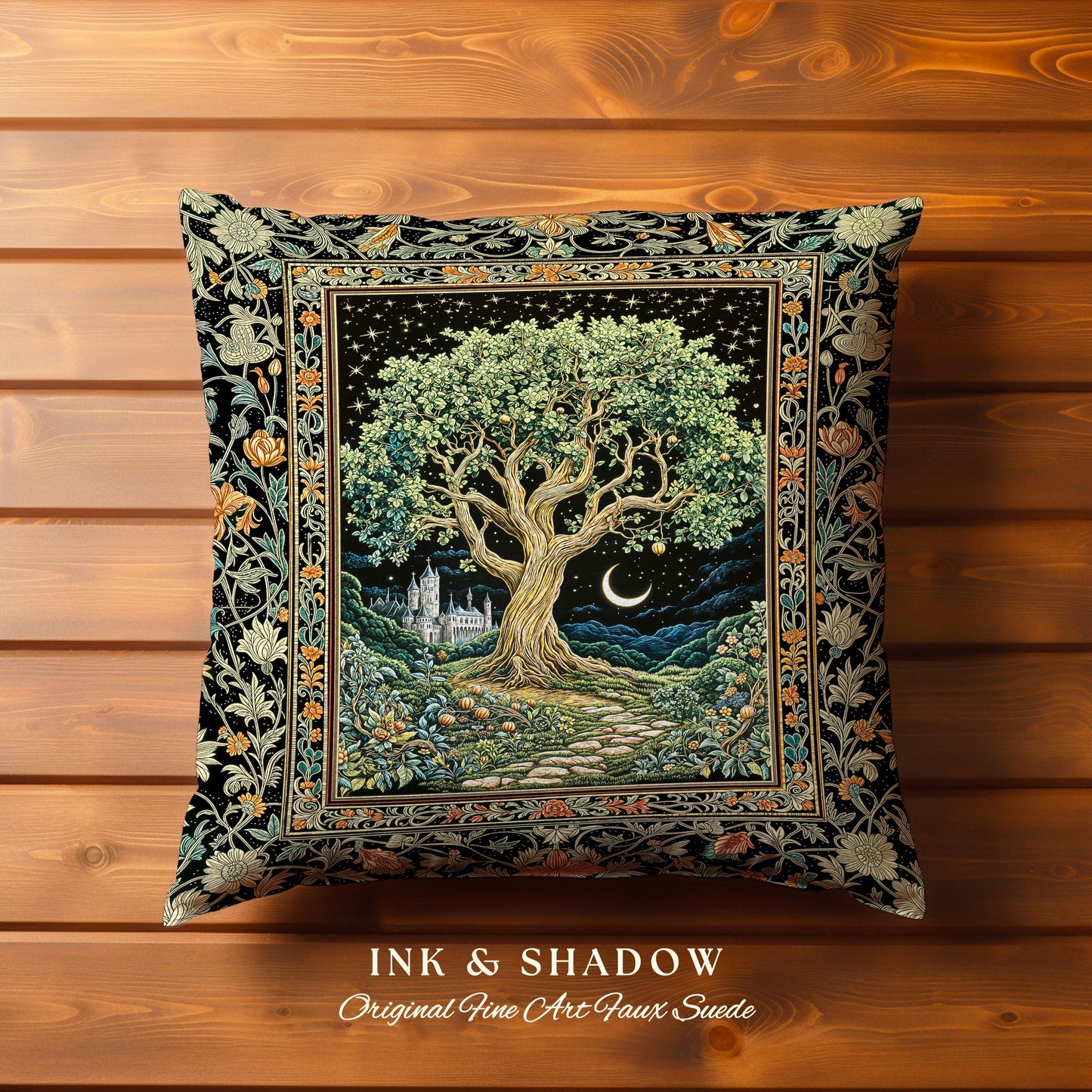 Fairytale Castle Tree of Life Decorative Cushion Tapestry Throw Pillow