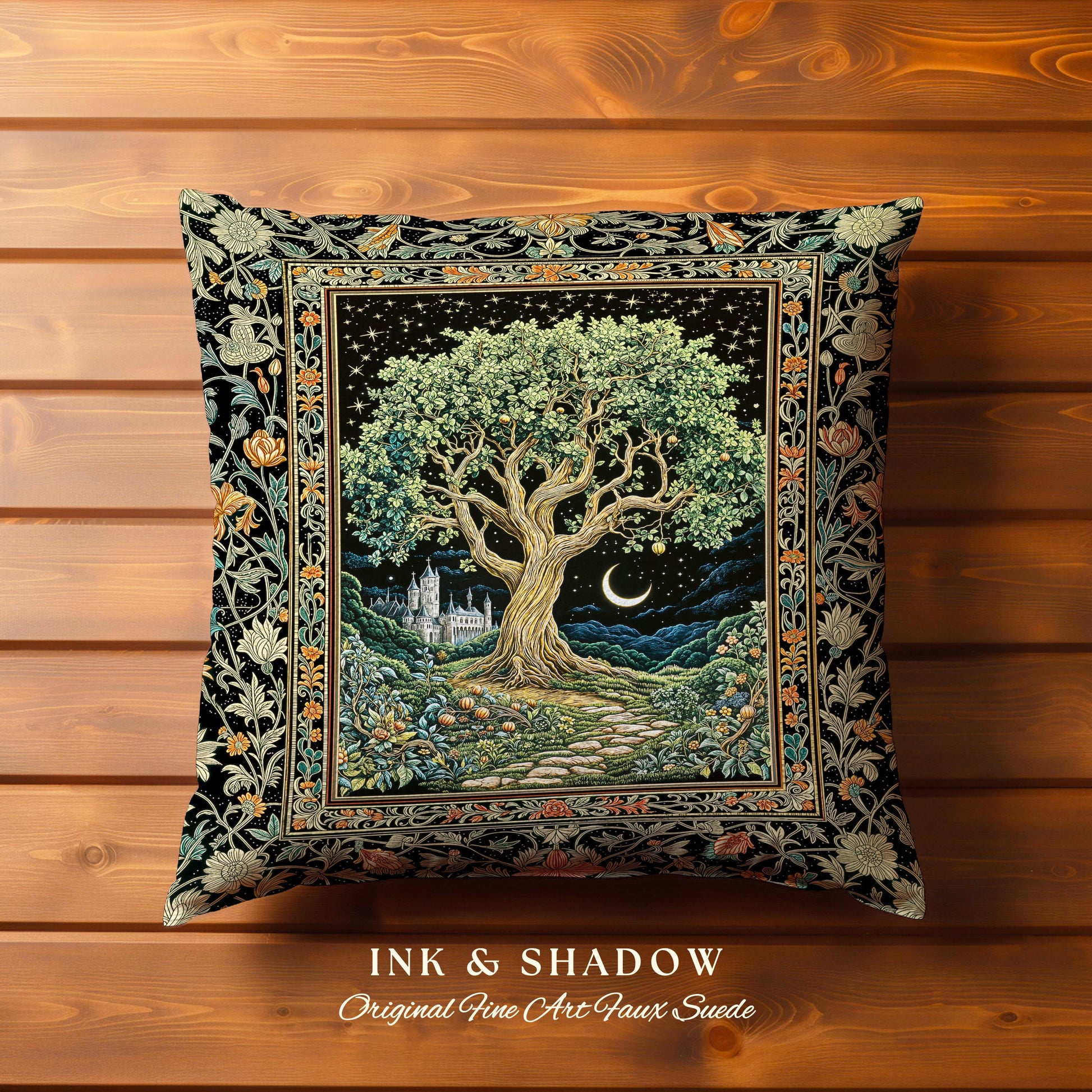 Fairytale Castle Tree of Life Decorative Cushion Tapestry Throw Pillow