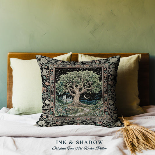 Fairytale Castle Tree of Life Decorative Cushion Tapestry Throw Pillow