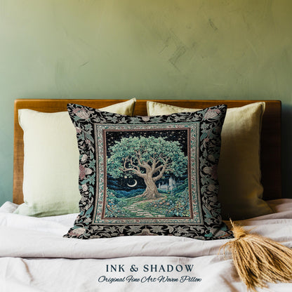 Fantasy Castle Tree of Life Tapestry Pillow Decorative Throw Cushion