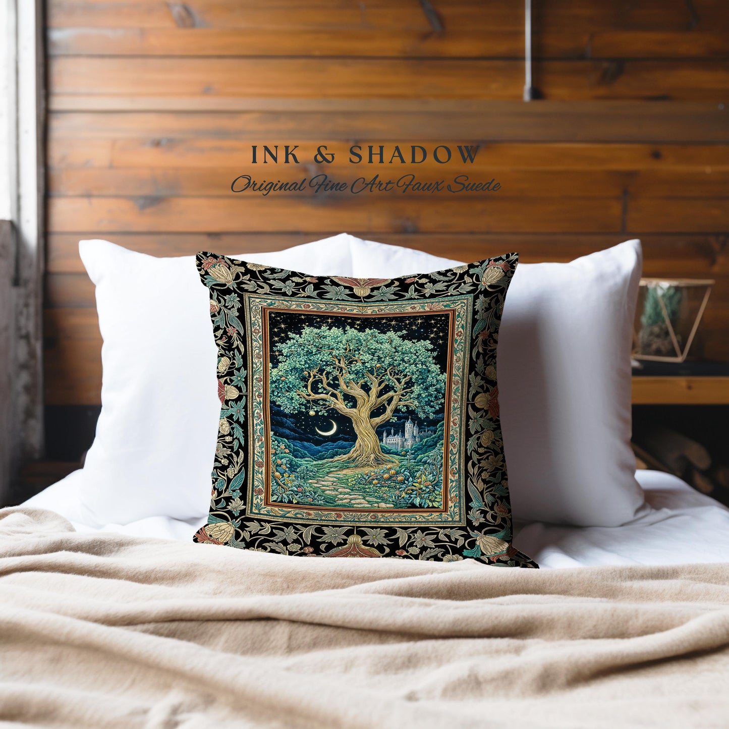 Fantasy Castle Tree of Life Tapestry Pillow Decorative Throw Cushion