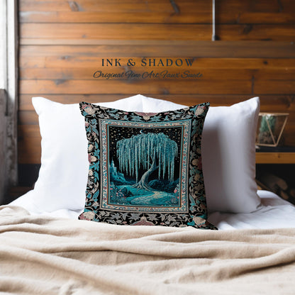 Mystic Weeping Willow Decorative Tree Cushion Tapestry Throw Pillow