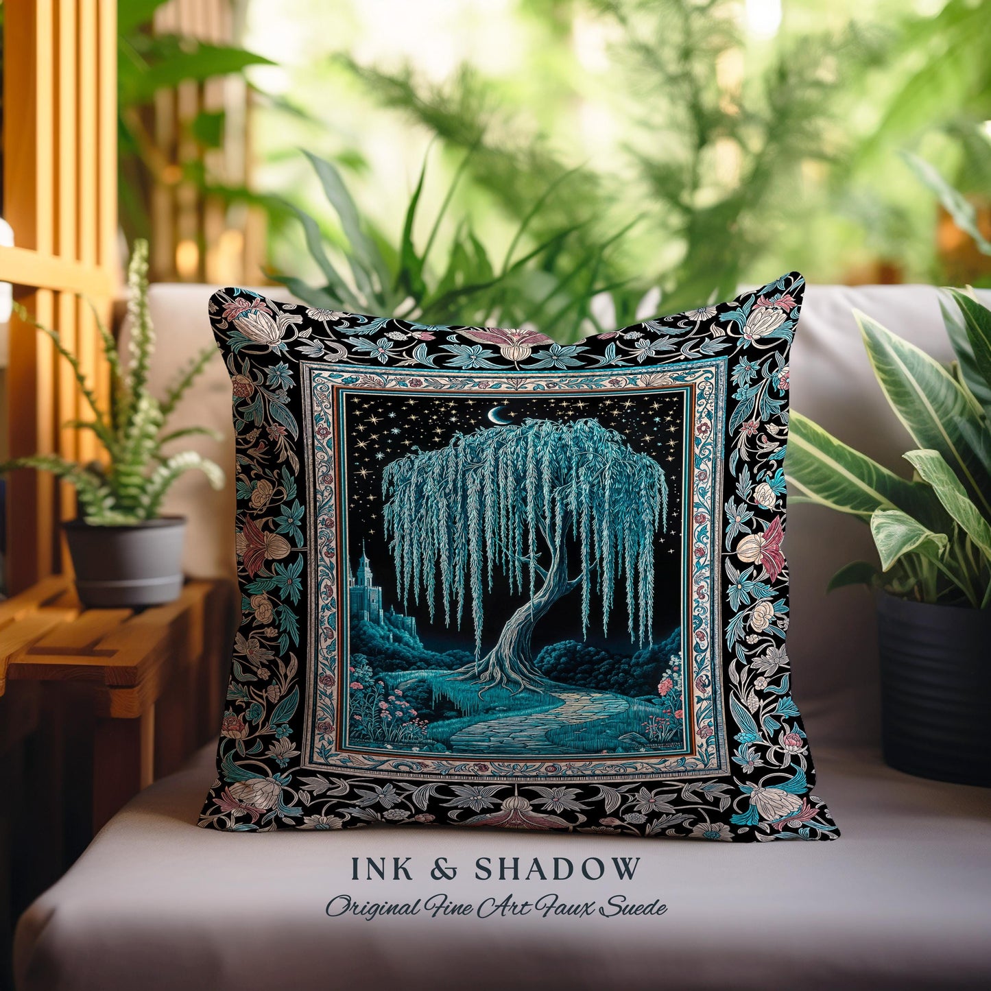 Mystic Weeping Willow Decorative Tree Cushion Tapestry Throw Pillow