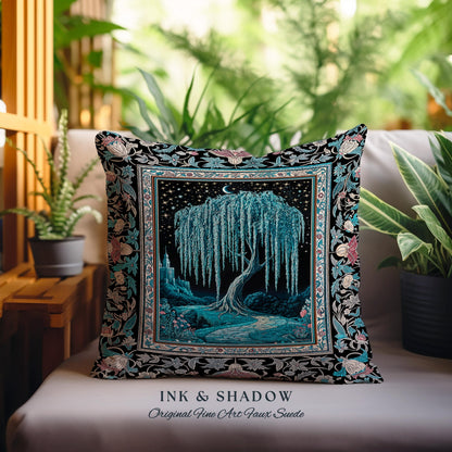Mystic Weeping Willow Decorative Tree Cushion Tapestry Throw Pillow