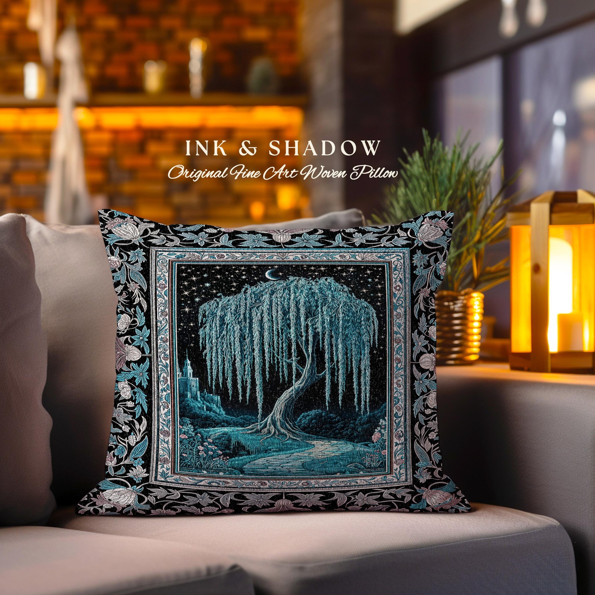 Mystic Weeping Willow Decorative Tree Cushion Tapestry Throw Pillow