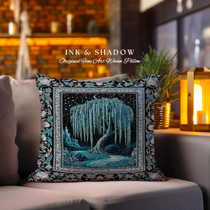 Mystic Weeping Willow Decorative Tree Cushion Tapestry Throw Pillow