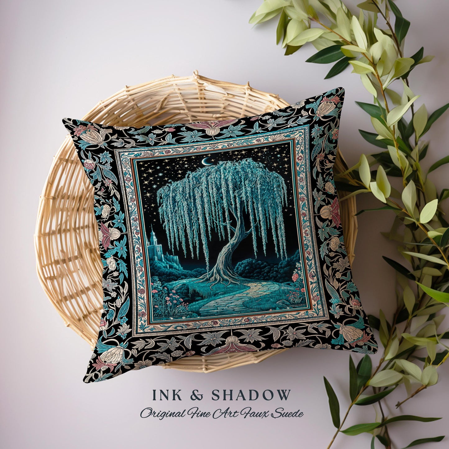 Mystic Weeping Willow Decorative Tree Cushion Tapestry Throw Pillow