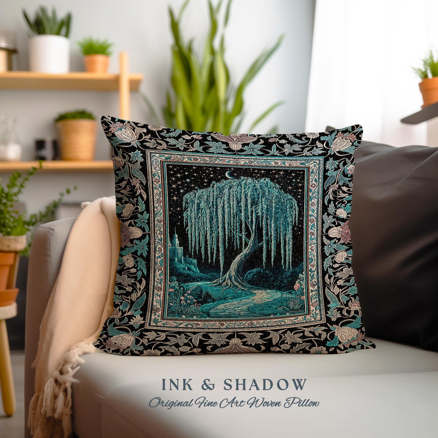 Mystic Weeping Willow Decorative Tree Cushion Tapestry Throw Pillow