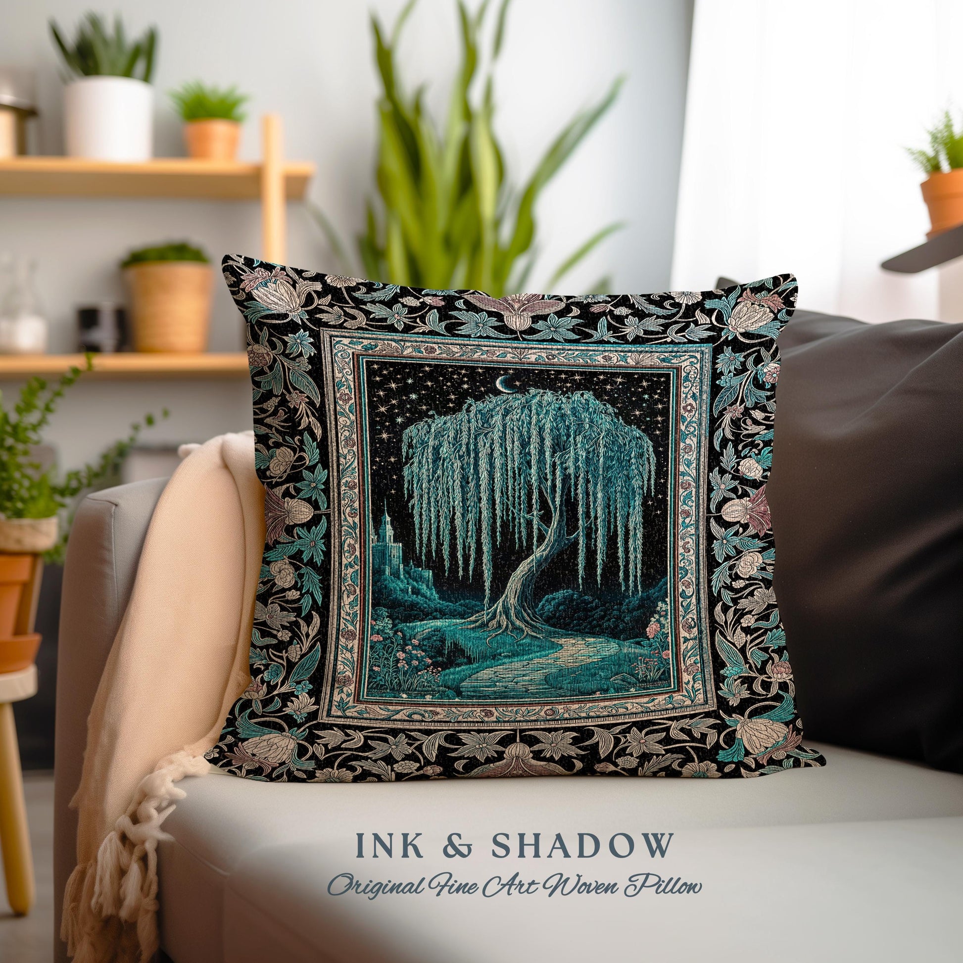 Mystic Weeping Willow Decorative Tree Cushion Tapestry Throw Pillow