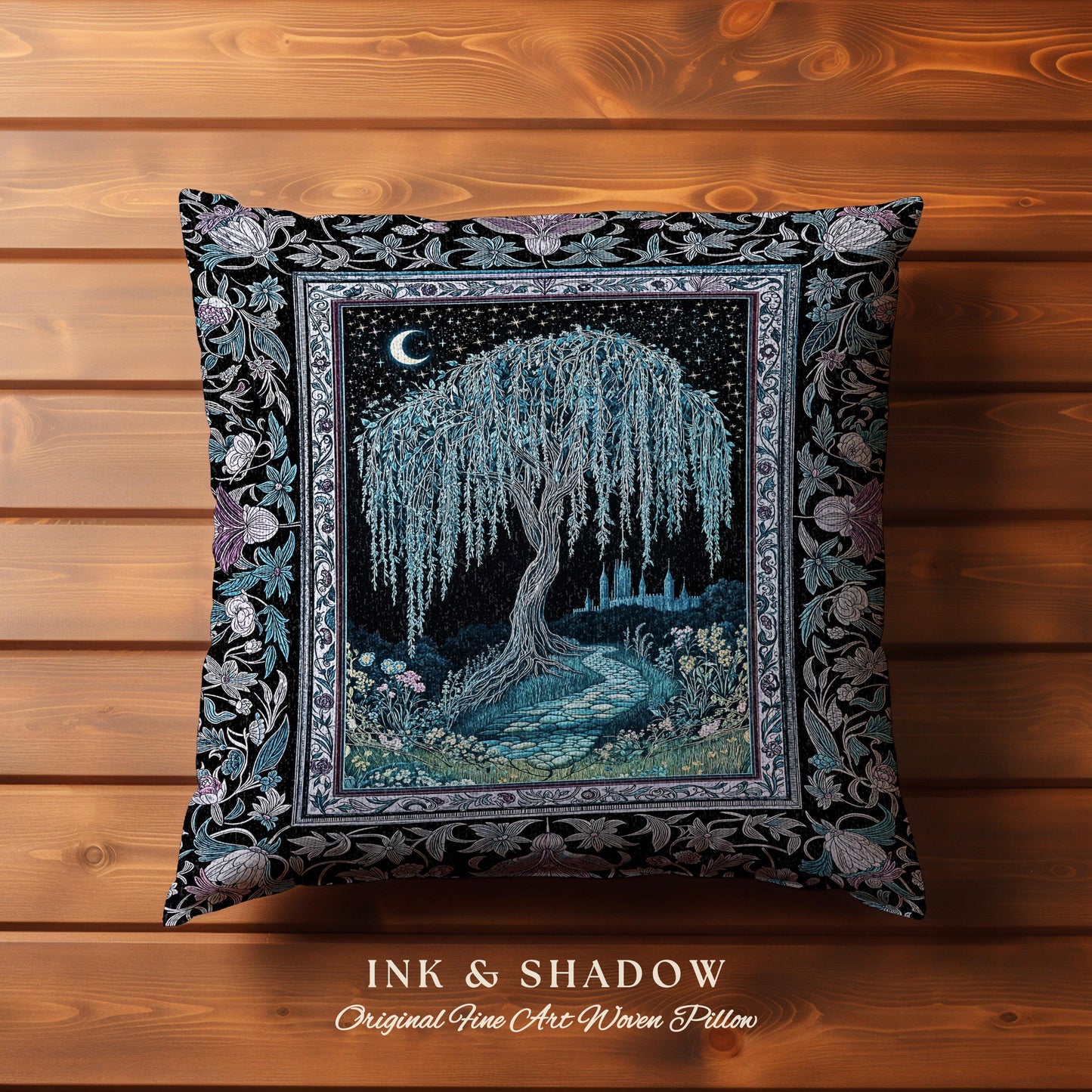 Dreamy Willow Tree Moody Tapestry Pillow Decorative Throw Cushion