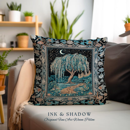 Crescent Moon Medieval Forest Decorative Tree Cushion Tapestry Throw Pillow
