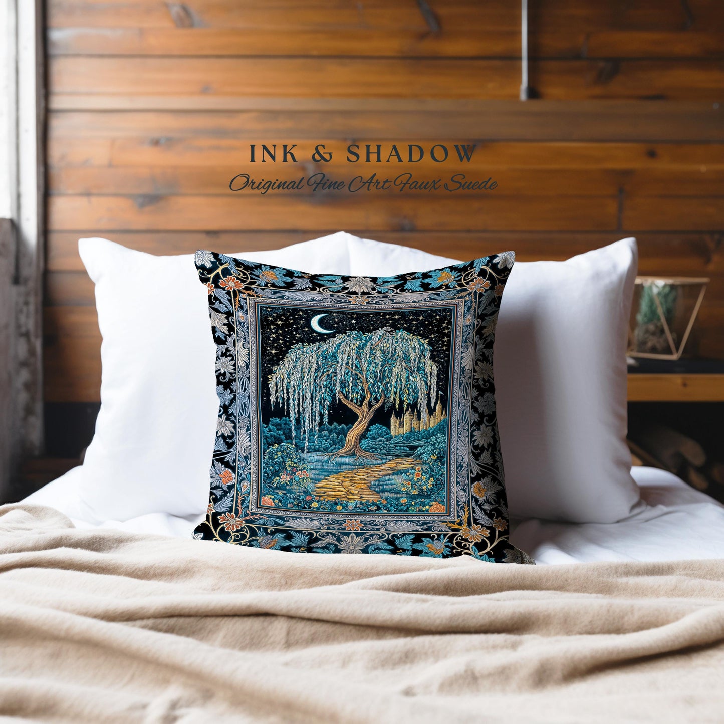 Crescent Moon Medieval Forest Decorative Tree Cushion Tapestry Throw Pillow