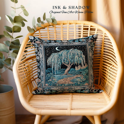 Crescent Moon Medieval Forest Decorative Tree Cushion Tapestry Throw Pillow