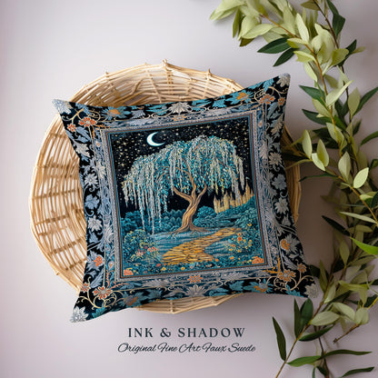 Crescent Moon Medieval Forest Decorative Tree Cushion Tapestry Throw Pillow
