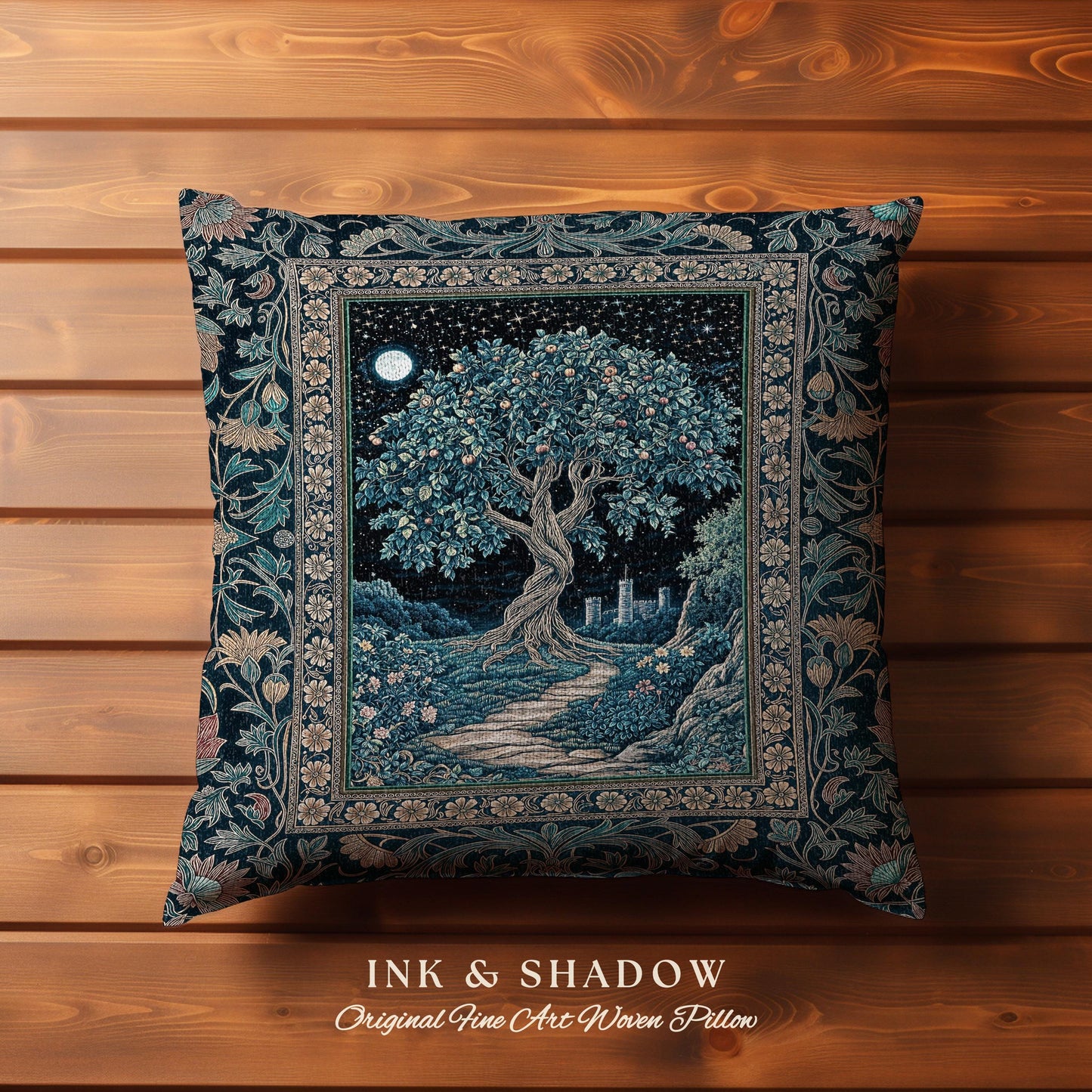 Enchanted Woodland Path Decorative Tree Cushion Tapestry Throw Pillow