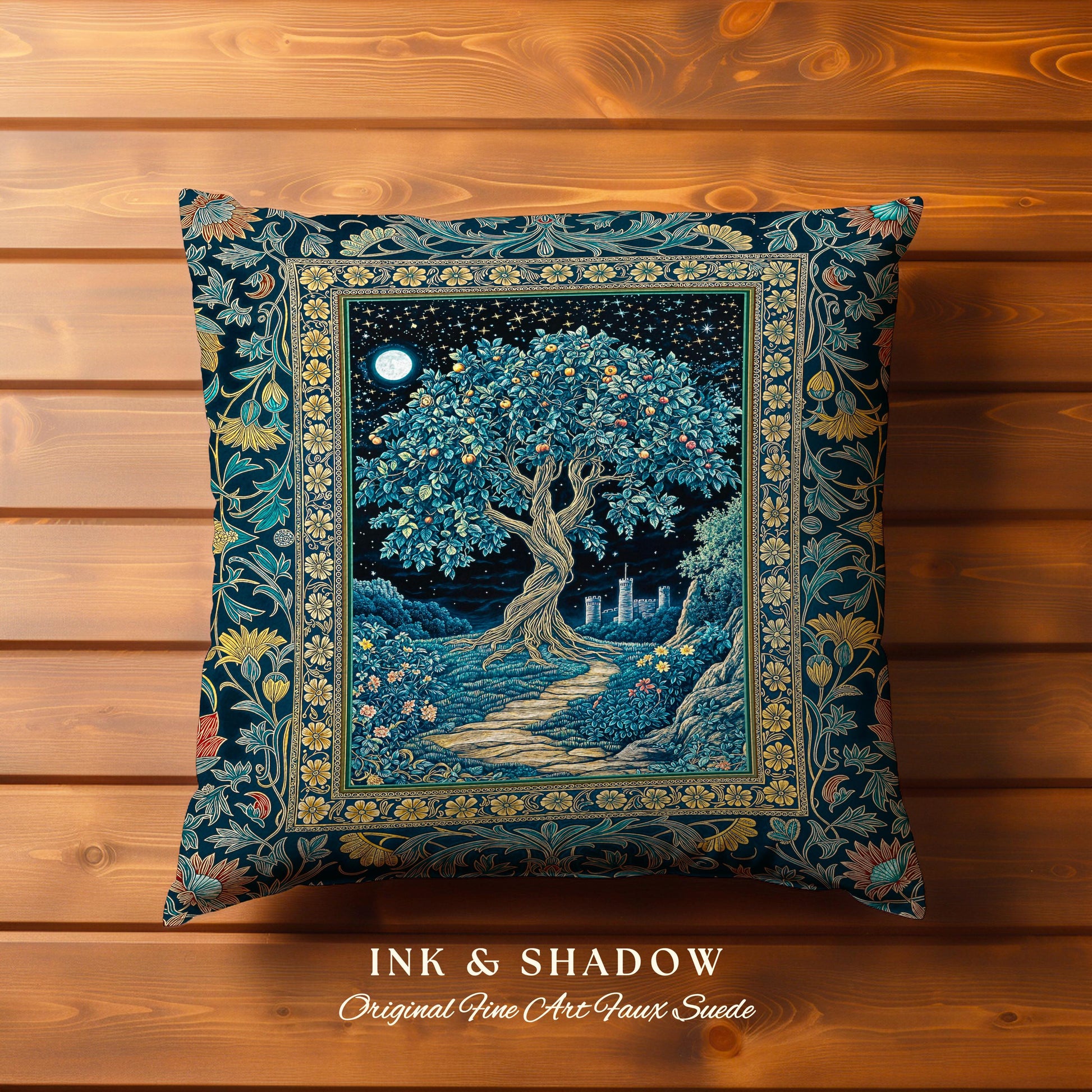 Enchanted Woodland Path Decorative Tree Cushion Tapestry Throw Pillow