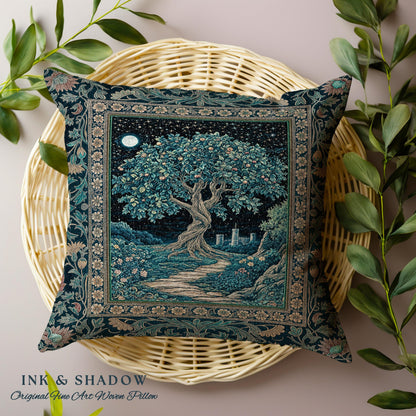 Enchanted Woodland Path Decorative Tree Cushion Tapestry Throw Pillow