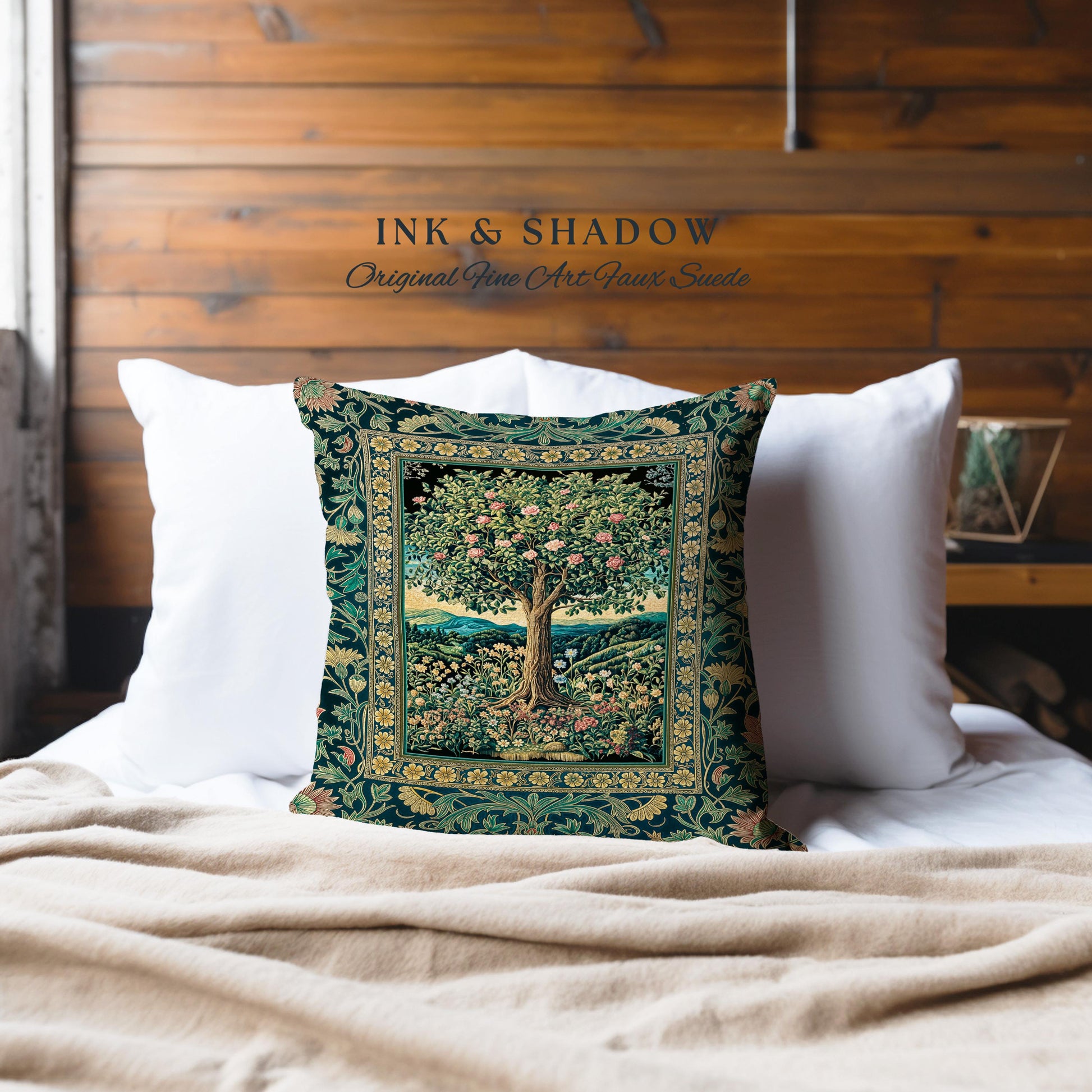 Countryside Sunset Tree of Life Decorative Cushion Tapestry Throw Pillow