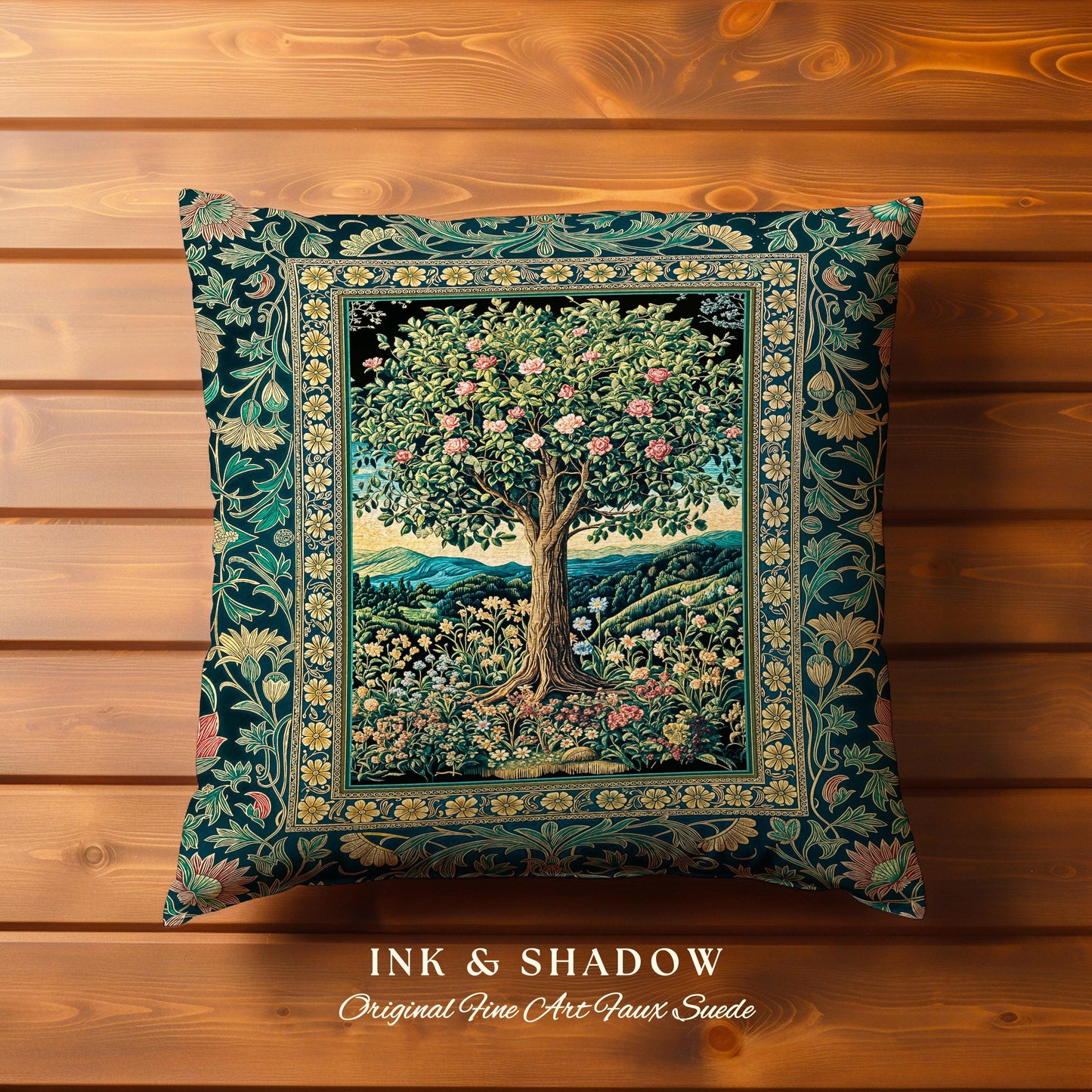 Countryside Sunset Tree of Life Decorative Cushion Tapestry Throw Pillow