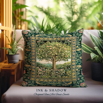 Pastoral Wildflower Garden Tree Tapestry Pillow Decorative Throw Cushion