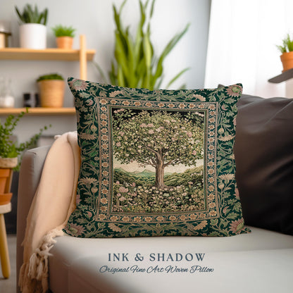 Pastoral Wildflower Garden Tree Tapestry Pillow Decorative Throw Cushion