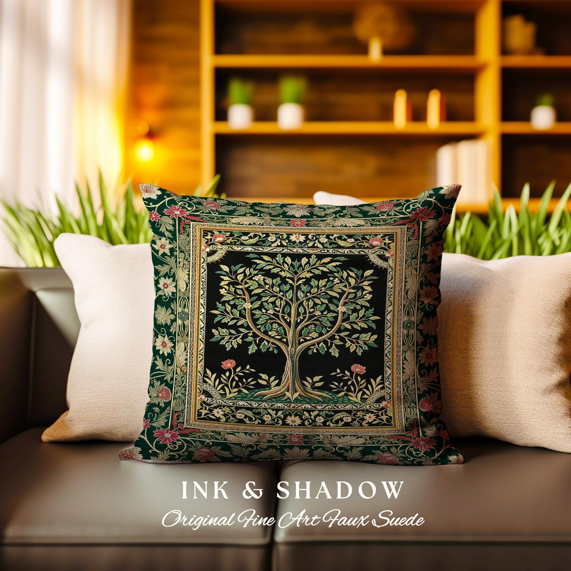 Folk Art Tree of Life Decorative Cushion Tapestry Throw Pillow