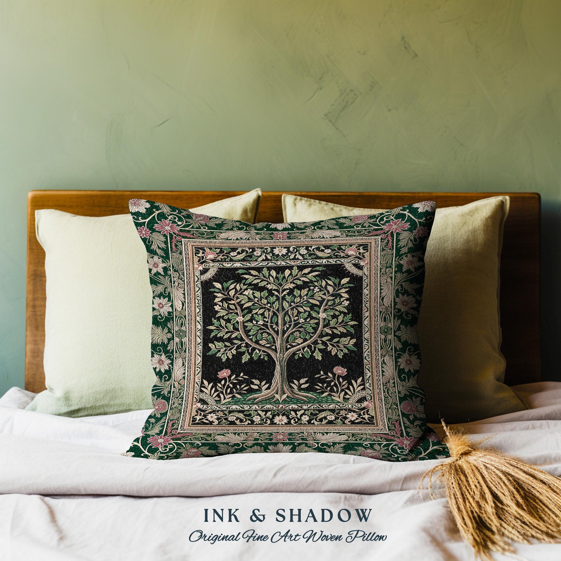 Folk Art Tree of Life Decorative Cushion Tapestry Throw Pillow