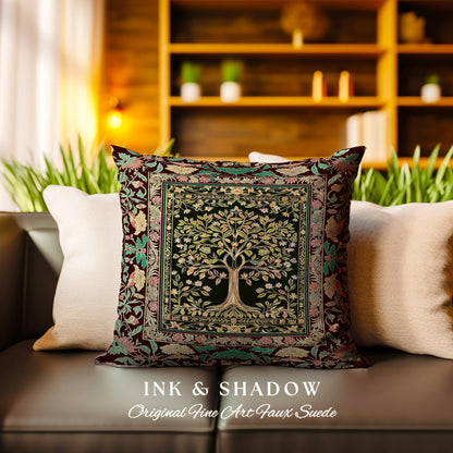 Whimsical Floral Tree of Life Decorative Cushion Tapestry Throw Pillow