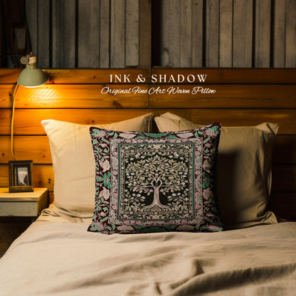 Whimsical Floral Tree of Life Decorative Cushion Tapestry Throw Pillow