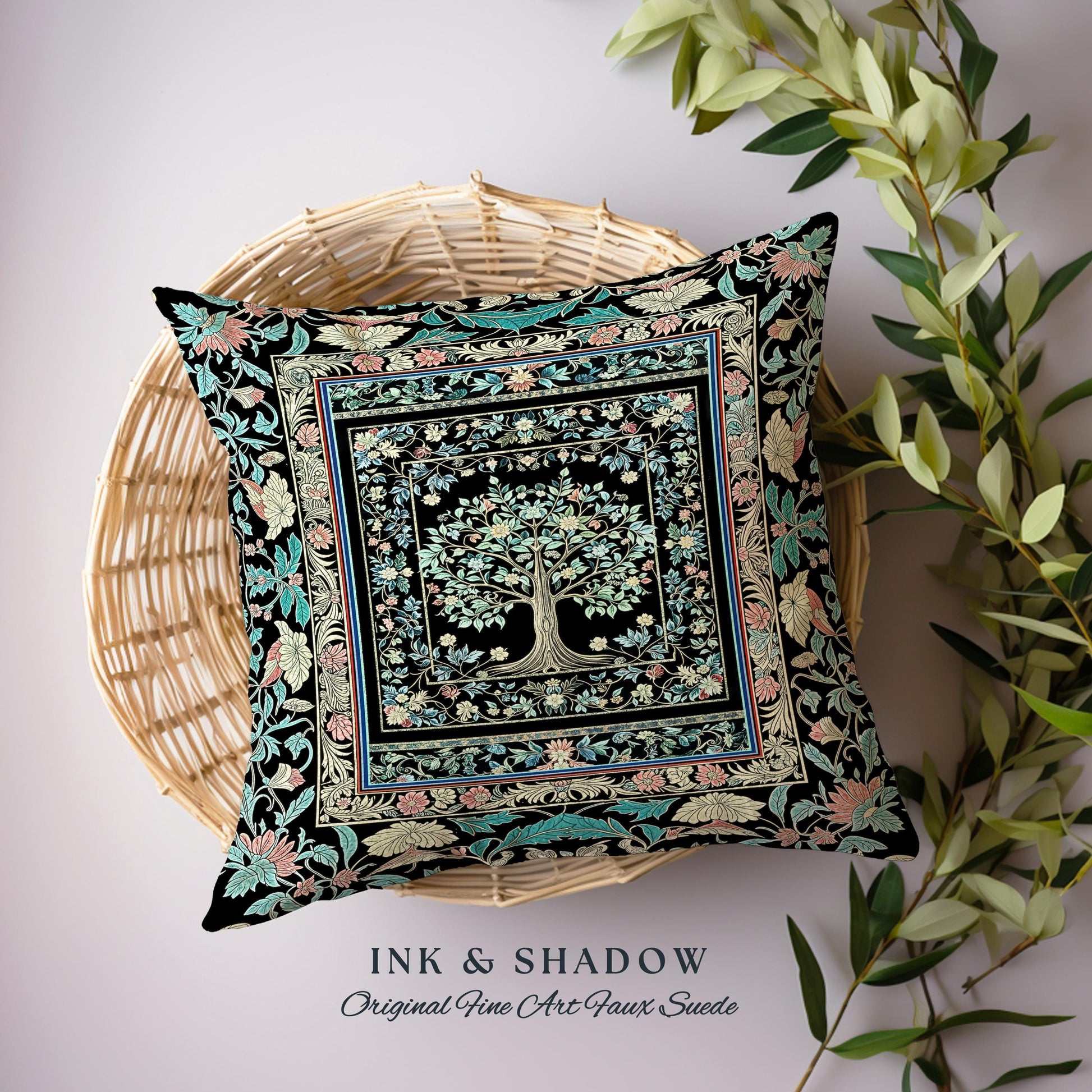 Dark Gothic Pastel Tree of Life Tapestry Pillow Decorative Throw Cushion