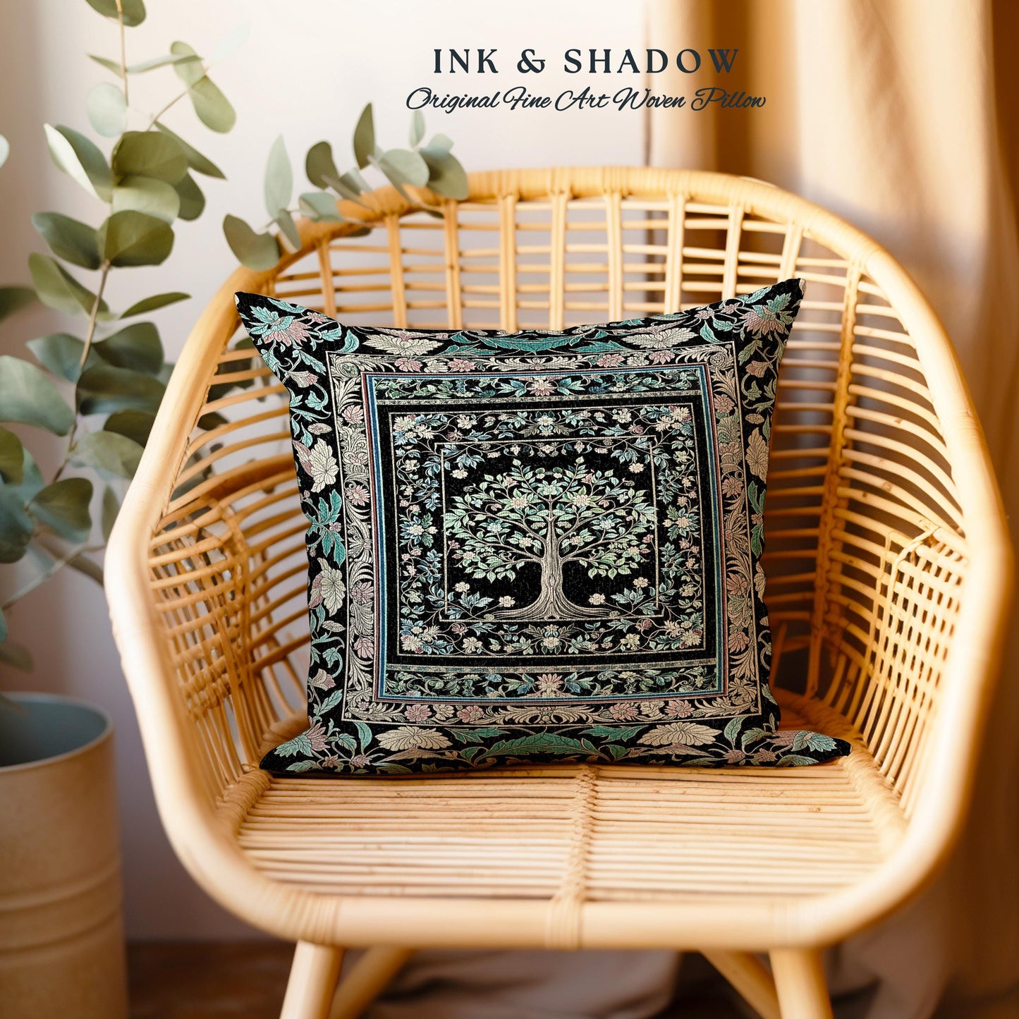 Dark Gothic Pastel Tree of Life Tapestry Pillow Decorative Throw Cushion