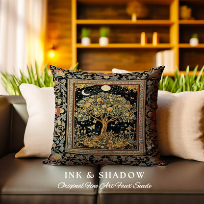 Rustic Medieval Fairycore Tree Tapestry Pillow Decorative Throw Cushion