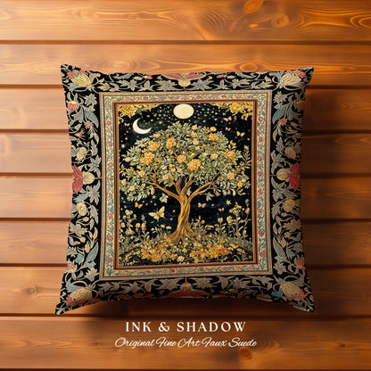Rustic Medieval Fairycore Tree Tapestry Pillow Decorative Throw Cushion