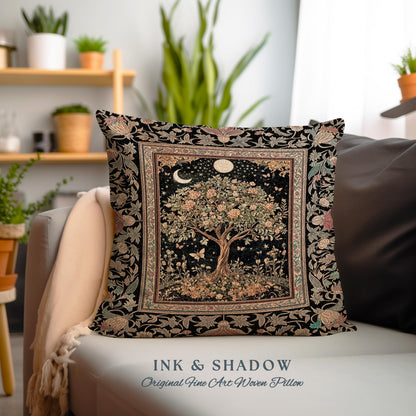 Rustic Medieval Fairycore Tree Tapestry Pillow Decorative Throw Cushion