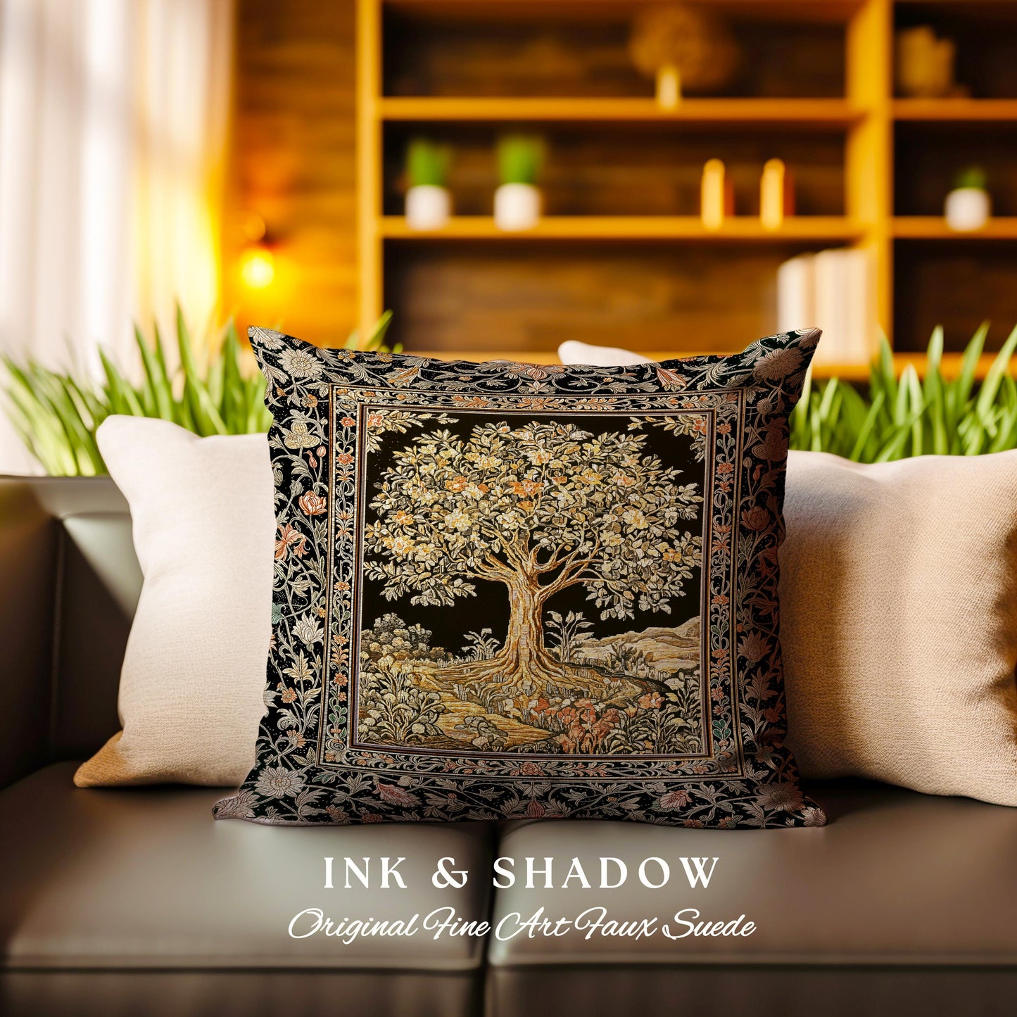 Muted Tones Eclectic Tree of Life Decorative Cushion Tapestry Throw Pillow