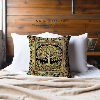 Tree of Life Fairytale Inspired Tapestry Pillow Decorative Throw Cushion