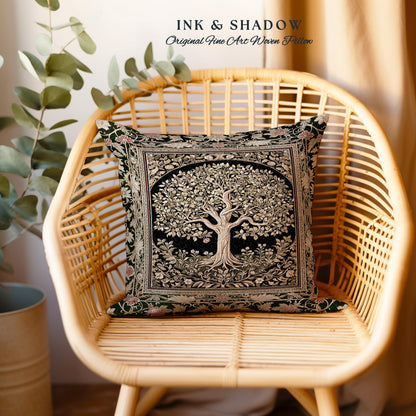 Tree of Life Fairytale Inspired Tapestry Pillow Decorative Throw Cushion