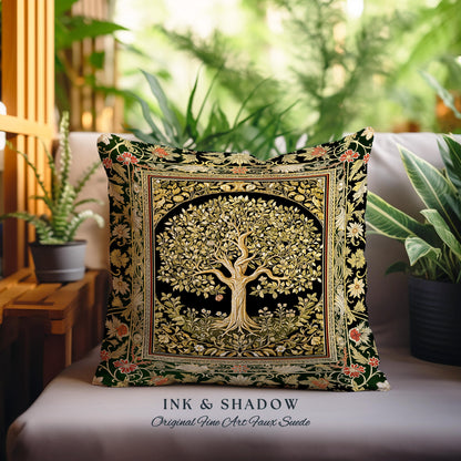 Tree of Life Fairytale Inspired Tapestry Pillow Decorative Throw Cushion