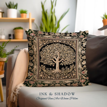 Tree of Life Fairytale Inspired Tapestry Pillow Decorative Throw Cushion
