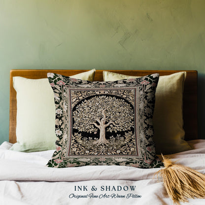 Tree of Life Fairytale Inspired Tapestry Pillow Decorative Throw Cushion