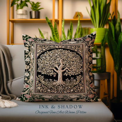 Tree of Life Fairytale Inspired Tapestry Pillow Decorative Throw Cushion