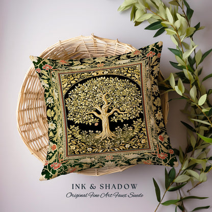 Tree of Life Fairytale Inspired Tapestry Pillow Decorative Throw Cushion