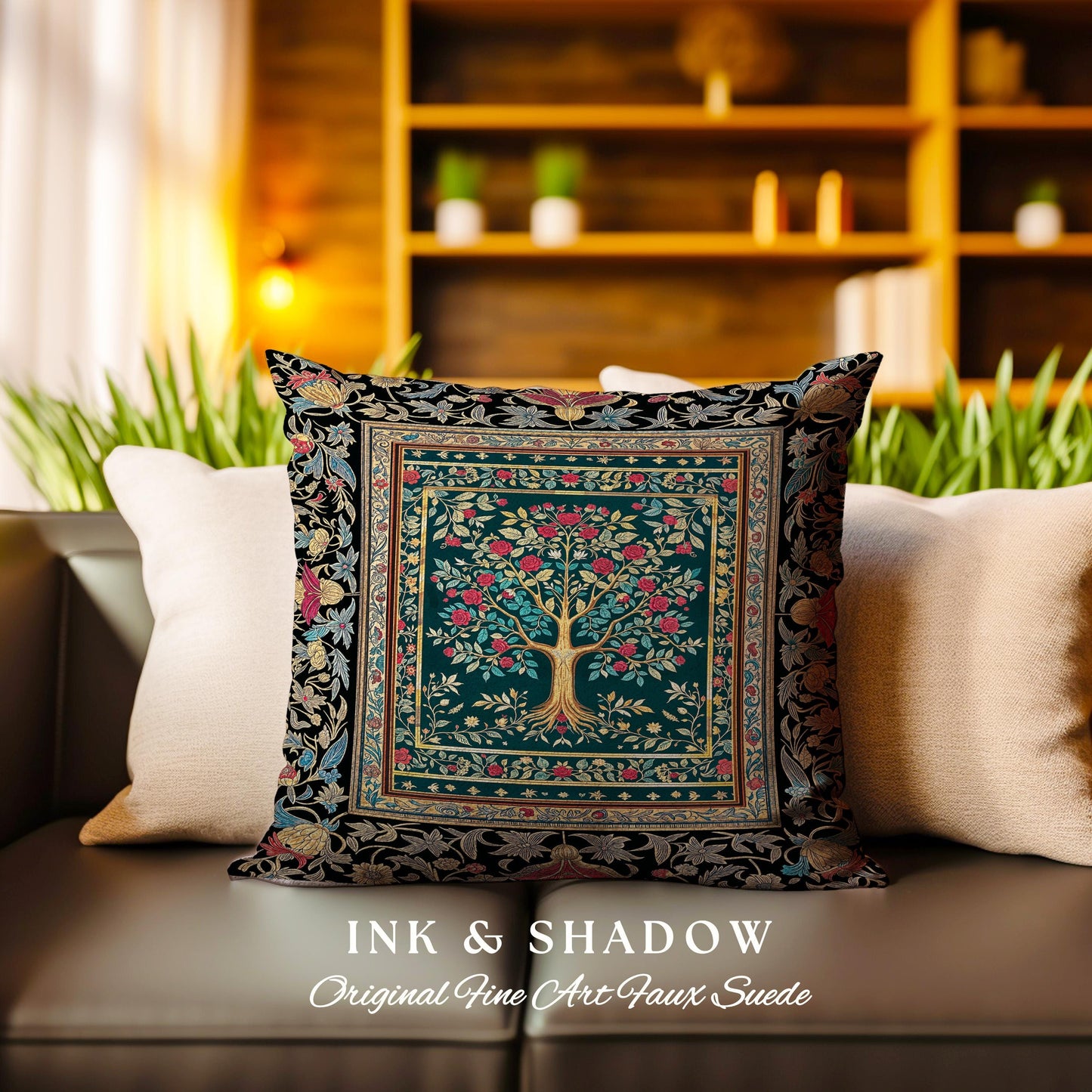 Blooming Roses Romantic Rococo Decorative Tree Cushion Tapestry Throw Pillow